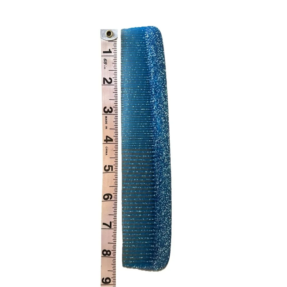 Vintage Cardinal Glitzz! Turquoise Glitter 8in Comb‎ Dresser Hair Styling Tool